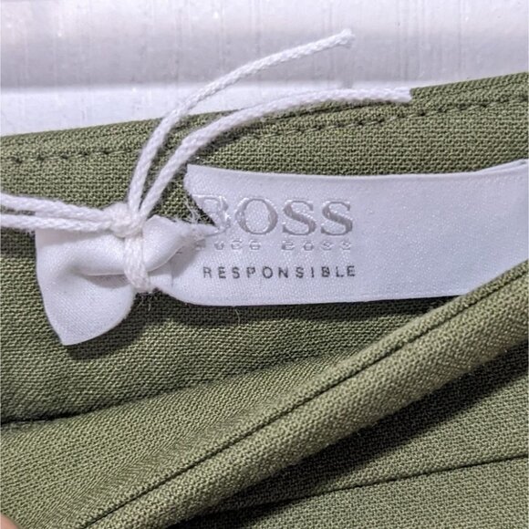 New Hugo Boss | Tiluna Side-Zip 2 Slim-Leg Ponte Cropped Trousers in Green - Picture 5 of 9